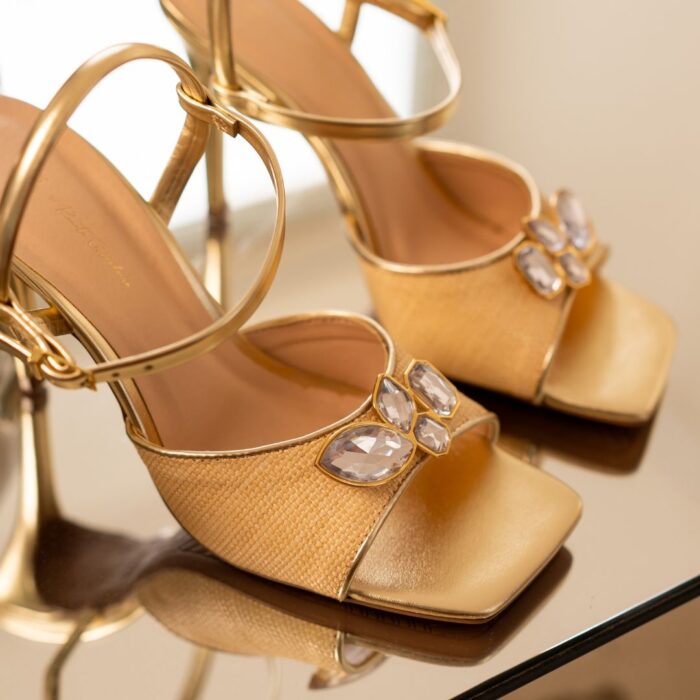 Sandália Dann'Shoes Gold Botânic Salto 9cm by Renata Castanheira - Image 2