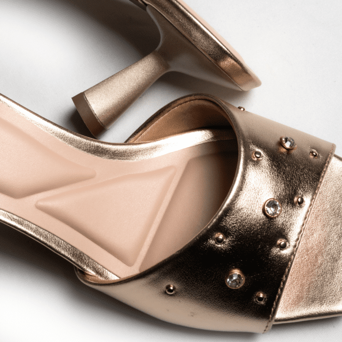 Tamanco Dann'Shoes Diamond Cristal Gold Salto Taça 6cm - Image 2