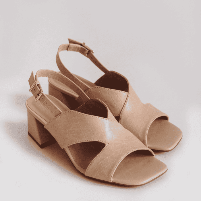 Sandália Croco Salto Quadrado 5cm